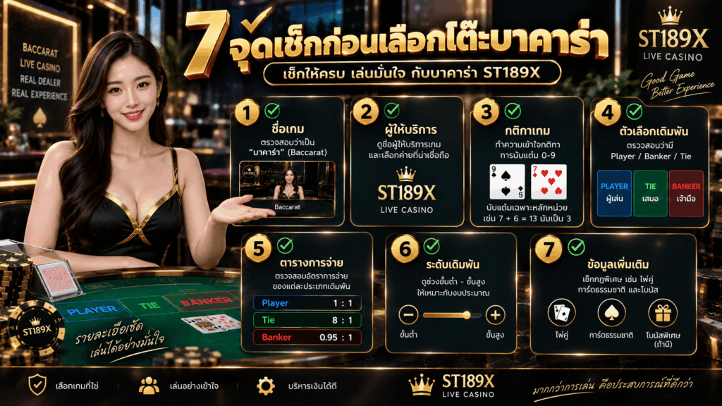 7 จุดเช็กก่อนเลือกโต๊ะบาคาร่า